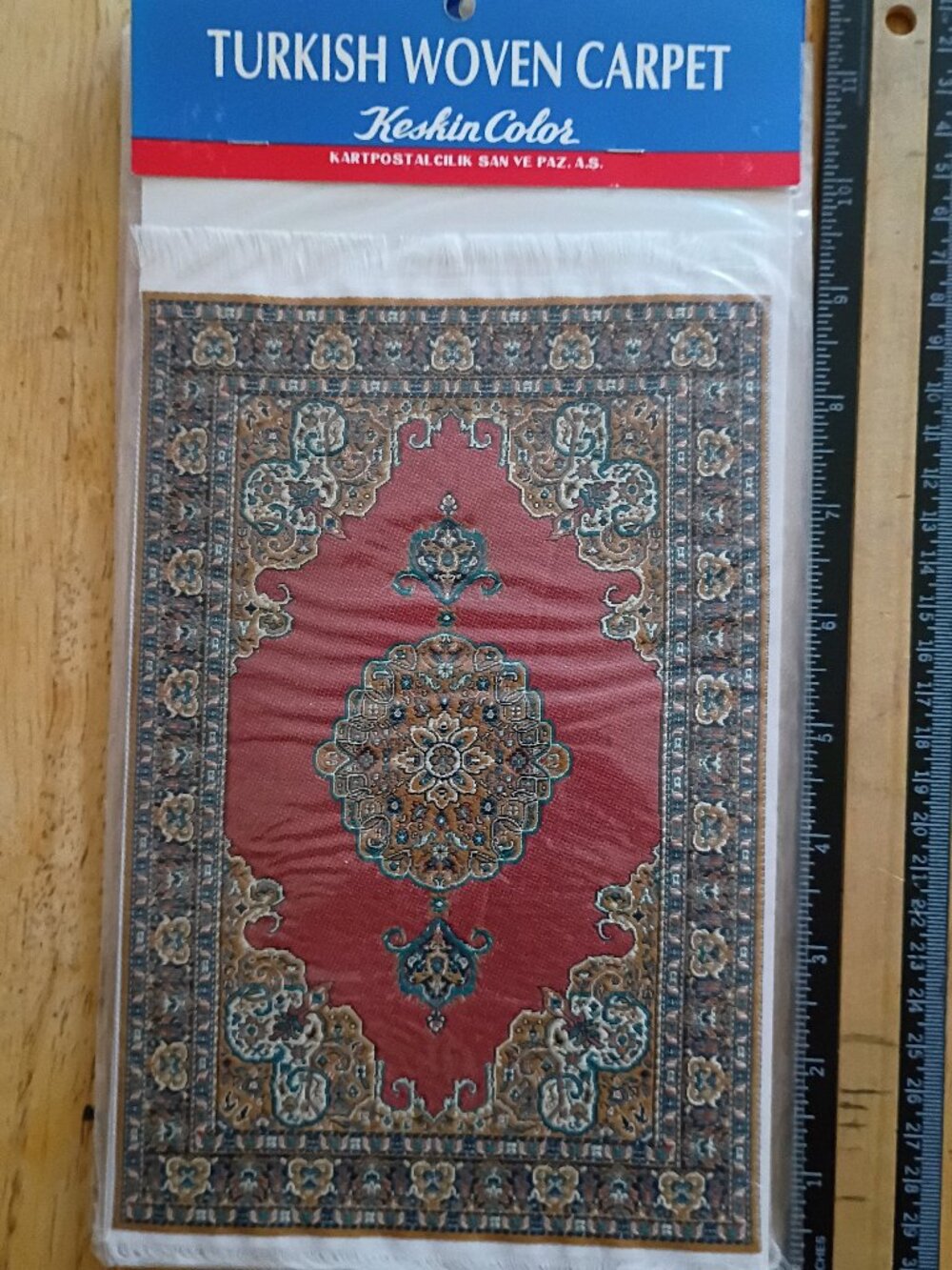 Vintage Keskin Color Turkish Miniature Woven Carpet Rug Bookmark Mousepad Sealed